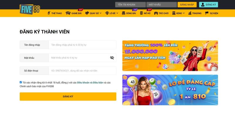 đăng ký Five88